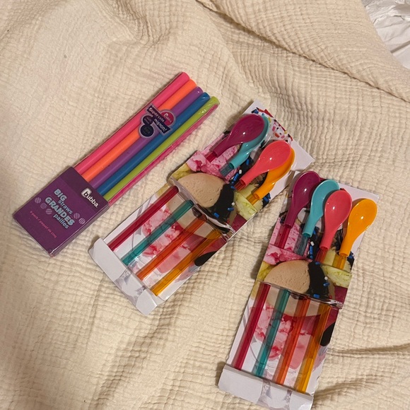Target Other - Party Dinnerware Icecream spoons big boba straws colorful confetti rainbow kids